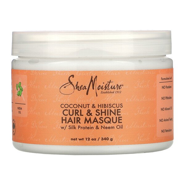 Shea Moisture COCONUT &amp; HIBISCUS CURL &amp; SHINE HAIR MASQUE 340g. 